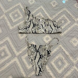 Skatie Black and White Snake Print Bikini